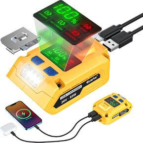 Ecarke 2-in-1 Battery Charger & Power Inverter Compatible with DeWALT 20V Battery, 65W USB-A Output & USB-B Input/Output, for Travel Emergency Use (No Battery) in Saudi Arabia