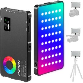 ENEGON RGB Video Light, Built-in 4000mAh Rechargeable Battery LED Camera Light Full Color 24 Common Light Effects, CRI≥95 2500-9000K LED Video Light Panel with Power Bank Function. in Kuwait