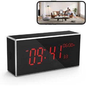 Indoor Security Camera with Clock,HD1080P,Motion Detection,Wireless WiFi,Night Vision,160° Wide-Angle View,Phone App,24/7 Surveillance for Home,Baby/Elder(2.4G and 5G) in Kuwait