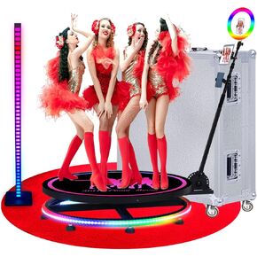 360 Photo Booth Machine with Flight Case & Red Carpet for Parties,360 Slow Motion Camera Booth with Custom Magnetic Logo & Deluxe Suit,Control by APP or Remote,Flight Case(39.6 in) in Kuwait