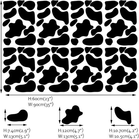 Runtoo Large Cow Print Wall Stickers Modern Cow Spot Wall Decals Black Polka Dot Wall Decor for Bathroom Bedroom Baby Nursery Classroom in Kuwait