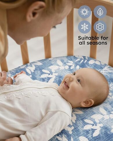 Yoofoss Muslin Baby Bassinet Sheets Boys Girls, Organic Fitted Bassinet Mattress Sheets Compatible with Halo Bassinest Swivel Sleeper,Baby Delight, Angelbliss, Soft, Breathable, Durable in Kuwait