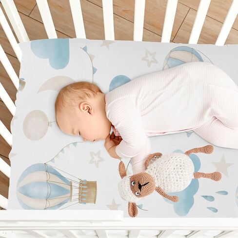 CEBUGI Stretchy Crib Sheet for Baby Boy Girl,Hot Air Balloon Portable Mini Fitted Pack N Play Playard Sheet for Neutral,Ultra Soft Material,Full Standard Toddler Mattresses,S in Kuwait