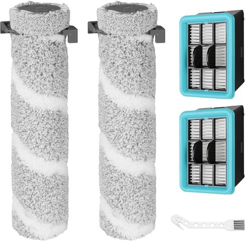 4111A Brush Filter Replacement Parts for Bissell CrossWave Edge 4111A Multi-Surface Hard Floor Cleaner Wet Dry Vacuum, 3 Brush Rollers 3 Filters, Part No. 1640897 1637755 in Kuwait