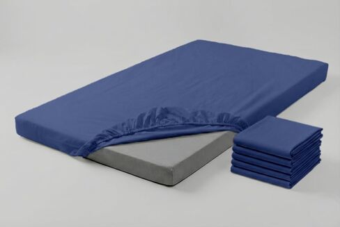 Pack of 6 Daycare Cot Sheets 24 x 48 Inch - Soft Microfiber Fitted Nap Mat Sheets with 360 Degree Elastic Corners - Preschool Rest Mat Covers for Sleeping Toddlers Boys & Girls - Navy Blue in Kuwait