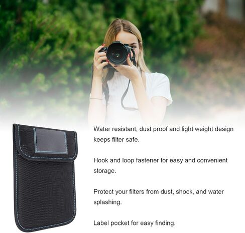 LICAEVEY 4x5.65inch Lens Filter Carry Case Wallet, Water Dust Proof Anti Scratch Pouch for Cinema Lens Filter, with Hook and Loop Closure and Label in Kuwait