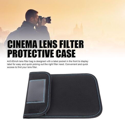 LICAEVEY 4x5.65inch Lens Filter Carry Case Wallet, Water Dust Proof Anti Scratch Pouch for Cinema Lens Filter, with Hook and Loop Closure and Label in Kuwait