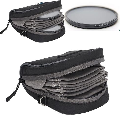 8 in 1 Lens Filter Case, Waterproofs Camera Lens Filter Storage Pouch with Shoulder Strap for Filter Up to 95mm in Kuwait