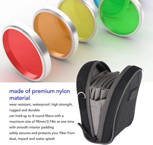 8 in 1 Lens Filter Case, Waterproofs Camera Lens Filter Storage Pouch with Shoulder Strap for Filter Up to 95mm in Kuwait