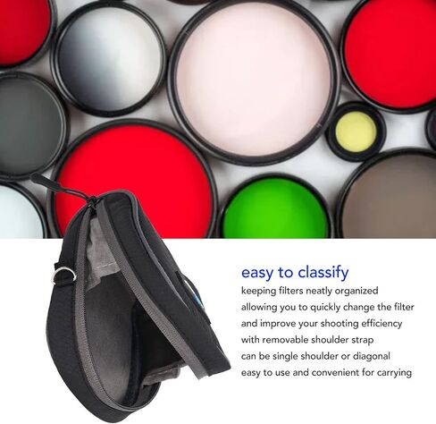 8 in 1 Lens Filter Case, Waterproofs Camera Lens Filter Storage Pouch with Shoulder Strap for Filter Up to 95mm in Kuwait