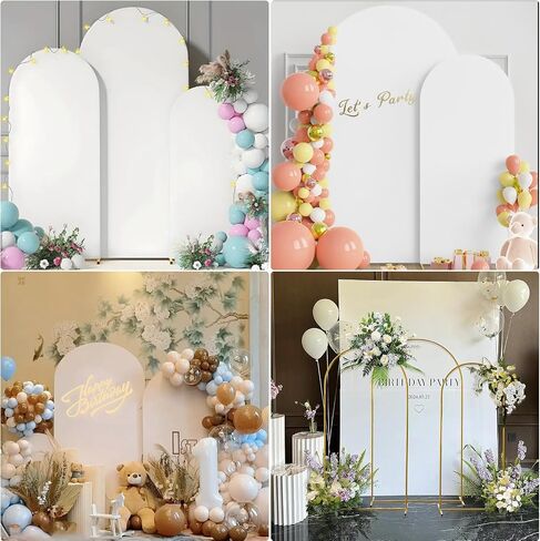 Metal Arch Backdrop Stand and Cover Set 3 Party Wedding Arch 7FT+6.6FT+6FT | for Birthday Party Wedding Ceremony Bridal Baby Shower Event Decoration - Arch Backdrop Stand with Cover Set (7FT+6.9FT+6FT) in Kuwait