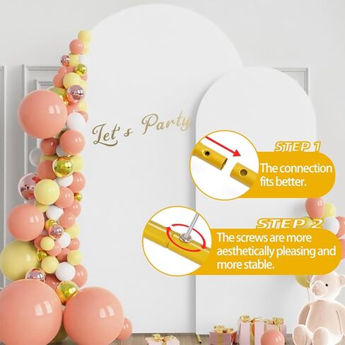 Metal Arch Backdrop Stand and Cover Set 3 Party Wedding Arch 7FT+6.6FT+6FT | for Birthday Party Wedding Ceremony Bridal Baby Shower Event Decoration - Arch Backdrop Stand with Cover Set (7FT+6.9FT+6FT) in Kuwait