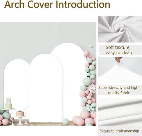 Metal Arch Backdrop Stand and Cover Set 3 Party Wedding Arch 7FT+6.6FT+6FT | for Birthday Party Wedding Ceremony Bridal Baby Shower Event Decoration - Arch Backdrop Stand with Cover Set (7FT+6.9FT+6FT) in Kuwait