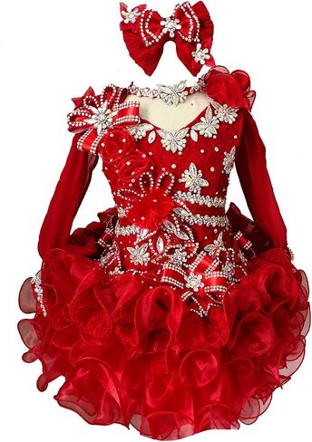 Jenniferwu G018 Infant Toddler Baby Newborn Little Girl's Pageant Party Birthday Hotpink Dress in Kuwait
