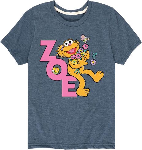 Sesame Street - Zoe with Flowers - Toddler and Boys Short Sleeve Tee in Kuwait
