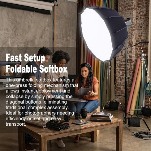Asixxsix 25.6 Inch Quick Release Umbrella Softbox, Parabolic Deep Reflective Umbrella LED Video Light with Diffuser Coverfor Photography Studio, Live Streaming and Travel in Kuwait
