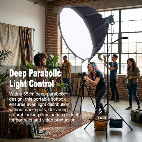 Asixxsix 25.6 Inch Quick Release Umbrella Softbox, Parabolic Deep Reflective Umbrella LED Video Light with Diffuser Coverfor Photography Studio, Live Streaming and Travel in Kuwait
