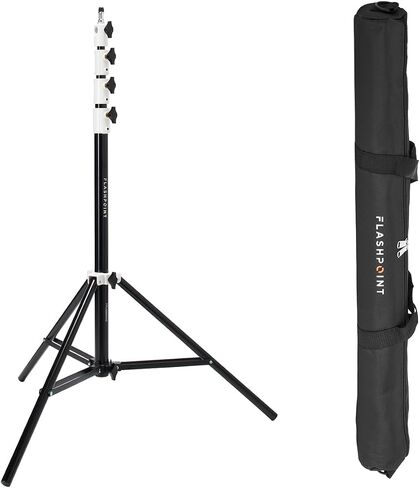 Flashpoint 9.5' White Color Coded Pro Air Cushioned Heavy Duty Light Stand for Photography, This Photography Light Stand is Portable, Lightweight and Durable V2, FP-S-9-WH-V2 in Kuwait