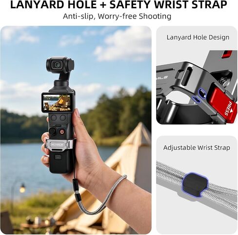 Pocket 4/3 Magnetic Mini Tripod Mount, Metal Cage Clamp Frame with Mantis Hook Stand, Cold Shoe＆ 1/4" Screw for DJI Osmo, 180° Adjustable Expansion Adapter Holder for Xtra Muse Accessories in Kuwait