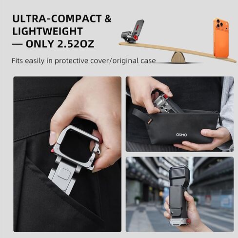 Pocket 4/3 Magnetic Mini Tripod Mount, Metal Cage Clamp Frame with Mantis Hook Stand, Cold Shoe＆ 1/4" Screw for DJI Osmo, 180° Adjustable Expansion Adapter Holder for Xtra Muse Accessories in Kuwait