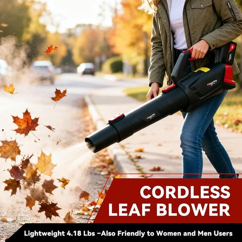 Leaf Blower Cordless with Battery & Charger, 350CFM / 90MPH Electric Blower with 5-Speed Modes & Collapsible Tube, Lightweight Battery Powered Blower for Lawn, Yard, Patio & Driveway Cleanup in Kuwait