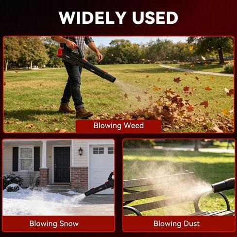 Leaf Blower Cordless with Battery & Charger, 350CFM / 90MPH Electric Blower with 5-Speed Modes & Collapsible Tube, Lightweight Battery Powered Blower for Lawn, Yard, Patio & Driveway Cleanup in Kuwait