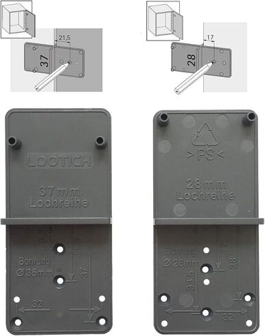 Hole Drilling Jig Template for Ø35mm and 26mm Hinge Cup Mounting Plates Drawers and Eccentric Connecting Fittings of Ø25mm and 20mm Hole Diameter Pack of 2 in Kuwait