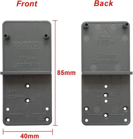 Hole Drilling Jig Template for Ø35mm and 26mm Hinge Cup Mounting Plates Drawers and Eccentric Connecting Fittings of Ø25mm and 20mm Hole Diameter Pack of 2 in Kuwait