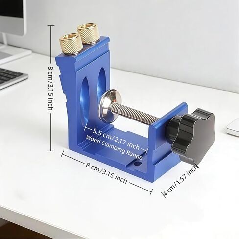 47Pcs Pocket Hole Jig Kit, 15° Angle Adjustable Drill Guide Locator, High Precision Punch Positioner for Carpenter DIY Joinery & Woodworking in Kuwait