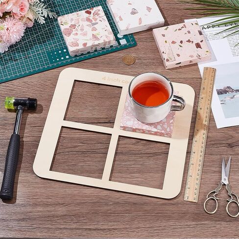 BENECREAT 2Pcs Wood Laser Engraver Jig, Coaster Laser Engraving Jig with 4 Slots for Professional Laser Engraving and Coaster Display, Slot: 4x4 inch in Kuwait