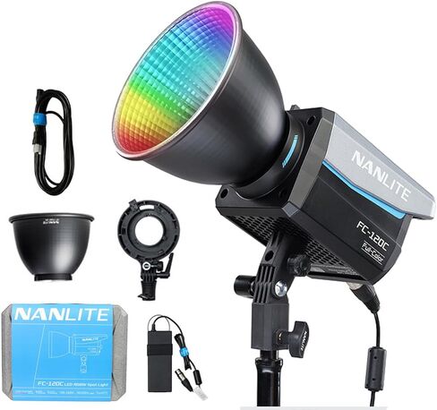 NANLITE FC-120C RGB Full-Color LED Spotlight, 2700K-7500K Color Temperature | High Brightness 12850lux, Multiple Control and Power Supply Methods, Suitable for Video Shooting and Photography in Kuwait