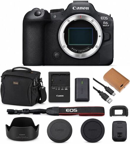 Canon EOS R6 Mark II Mirrorless Camera Body Bundle, Black | 24.2MP Full-Frame CMOS Sensor, 4K Video, Dual Pixel AF II, IBIS, Black, + Extra Battery, Bag, Canon 1-Year Warranty in Kuwait