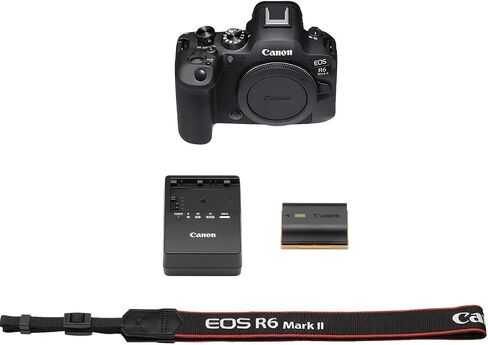 Canon EOS R6 Mark II Mirrorless Camera Body Bundle, Black | 24.2MP Full-Frame CMOS Sensor, 4K Video, Dual Pixel AF II, IBIS, Black, + Extra Battery, Bag, Canon 1-Year Warranty in Kuwait