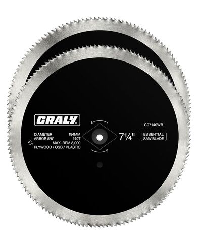 CRALY 7-1/4 Inch 140 Teeth Circular Saw Blade, 5/8 Inch Arbor, Thin Kerf, for Cutting Plywood, OSB, Plastic, Paneling & Vinyl Siding, 2-Pack(C07140WB-2) in Saudi Arabia