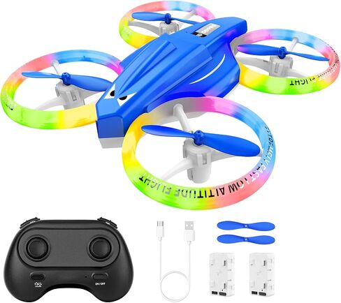 Drone for Kids with LED Light | Lisoco Indoor RC Drone with 360 Flip | 2 Batteries | Easy to Fly Mini Drone for Boys Girls Beginners | Flying Toy Gift (Light Blue) in Saudi Arabia