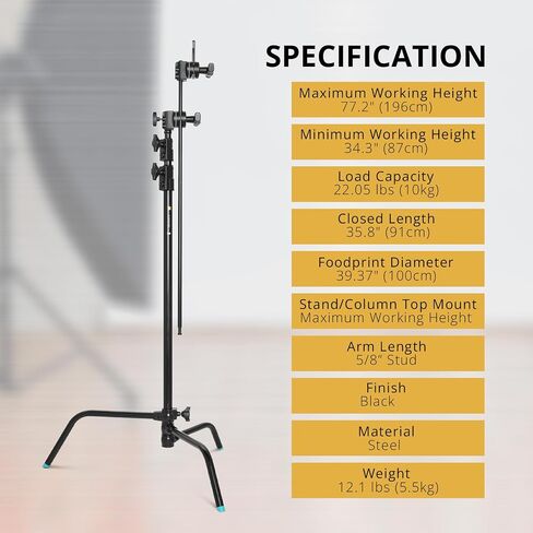 Flashpoint 40" Quick Sliding Leg C-Stand Kit with 2.5" Grip Head & 40" Grip Arm (Black) in Kuwait