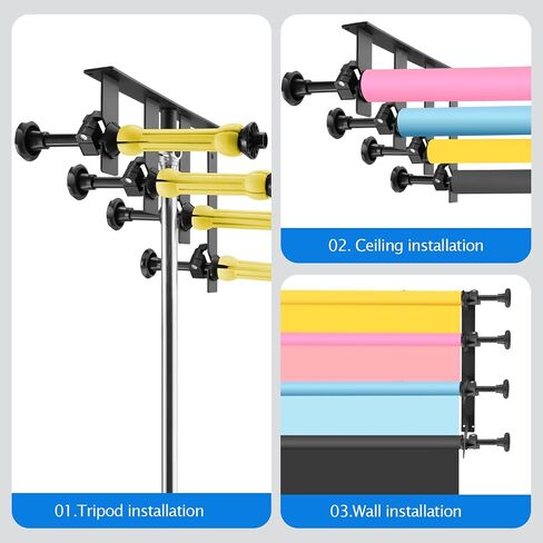 WELLMAKING 4 Axis Manual Background Lifter for Studio Photography | Backdrop Support System, Adjustable Height Control, Muslin Background Compatible, Smooth Operation, Photo Video Event Setup in Kuwait