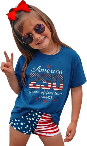 KEKEMI Toddler Boy Girl 4th of July Shirts America 250 Years of Freedom T-Shirt 1776 2026 USA Tees Independence Day Outfit in Kuwait