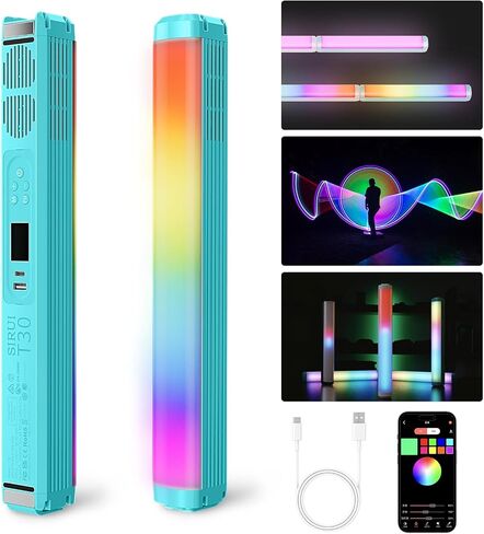 SIRUI 30W RGB LED Video Light Stick, T30 Tube Light, 2500K~7000K, 2580 lux/0.5m, TLCI 98, CRI 96, 6 Pixel Effects, 13 Light Effects, Full-Color LED Light, Reverse Charging in Kuwait