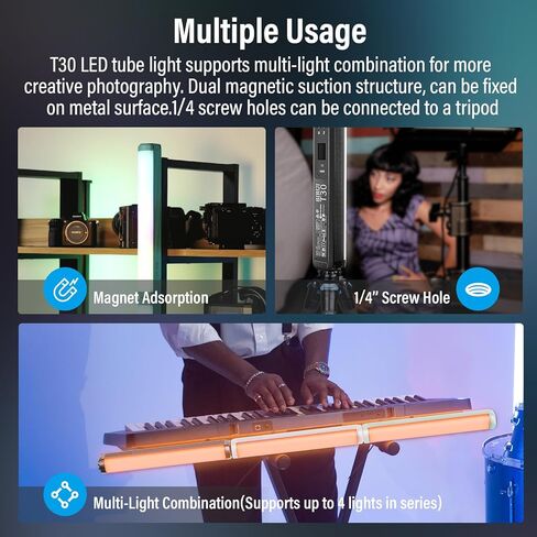 SIRUI 30W RGB LED Video Light Stick, T30 Tube Light, 2500K~7000K, 2580 lux/0.5m, TLCI 98, CRI 96, 6 Pixel Effects, 13 Light Effects, Full-Color LED Light, Reverse Charging in Kuwait