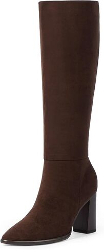 Knee High Boots for Women Pointed Toe Chunky Heel Tall Boots | Side Zipper,Insole Cushioning Foam Tall boots,Fall Spring Winter Fashion Dress Boots,Evening Bridal office Long Boots in Kuwait