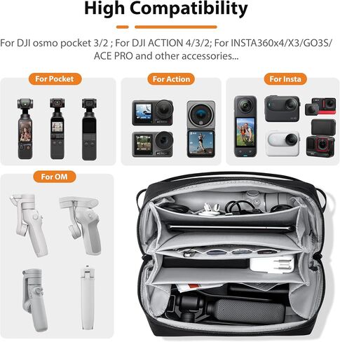 Tomat Carrying Case for Insta360 Luna Ultra/X5/Osmo Pocket 3 Accessories | Portable Large Carry Bag for Xtra Muse/Osmo 360/Mobile 8 Waterproof Multilayer Protective Travel Storage with Shoulder Strap in Kuwait