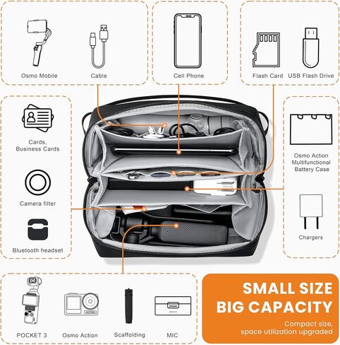 Tomat Carrying Case for Insta360 Luna Ultra/X5/Osmo Pocket 3 Accessories | Portable Large Carry Bag for Xtra Muse/Osmo 360/Mobile 8 Waterproof Multilayer Protective Travel Storage with Shoulder Strap in Kuwait