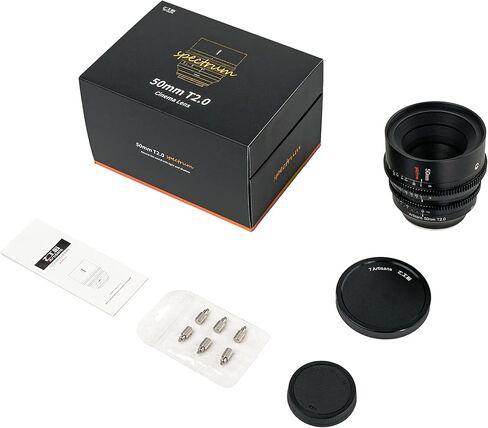 7artisans 50mm T2.0 Large Aperture Full Frame Cine Lens Compatible for Sony E-Mount, Manual Focus Low Distortion Cinema Lens Mirrorless Cameras for Sony A7 Series FX3 A7S3 A7M3 A7R3 A7M4, Black in Kuwait