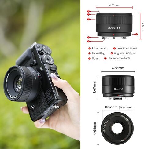 7artisans 35mm F1.4 Auto Focus APS-C X Mount Camera Lens for Fuji X-Mount Cameras X-T10 X-T2 X-T20 X-T30 X-T3 X-T5 X-T100 X-T200 X-T30 X-PR01 X-PR02 in Kuwait