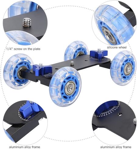Zerodis Chess Leisure Sports Aluminium Alloy Slider Cart Smooth Movement for DSLR and Camcorder Users Camera Dolly Roller in Kuwait