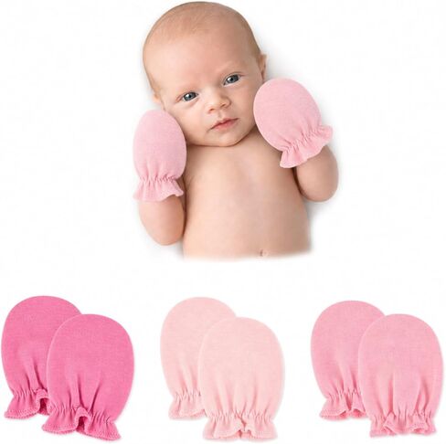 Baby Mittens Newborn Cotton No Scratch Soft Newborn Mittens Gloves for Boys and Girls 0-6 months, Baby Essentials in Kuwait