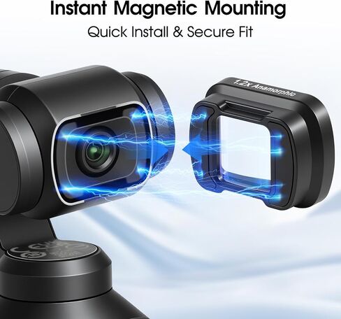 1.2X Anamorphic Lens Compatible with DJI Osmo Pocket 3 & Pocket 4 Only, 3 Elements 3 Groups Cinematic Optical Glass, Magnetic Lens Attachment for Widescreen Video & Film Look, Lightweight Gimbal Safe in Kuwait