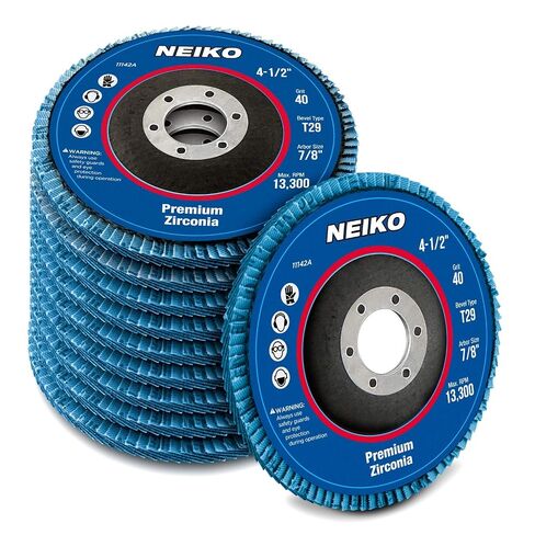 Neiko 11142A Premium Zirconia Flap Disc | 4.5" x 7/8-Inch, 40 Grit, Bevel Type #29 - 10 Pack in Kuwait