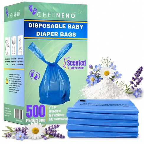 Baby Diaper Disposal Sacks (600 Count), Baby Powder Scented Easy-Tie Diaper Bags, Multipurpose Disposal Bags for Diapers, Dog Waste, Cat Litter & Sanitary Products (Purple) in Saudi Arabia